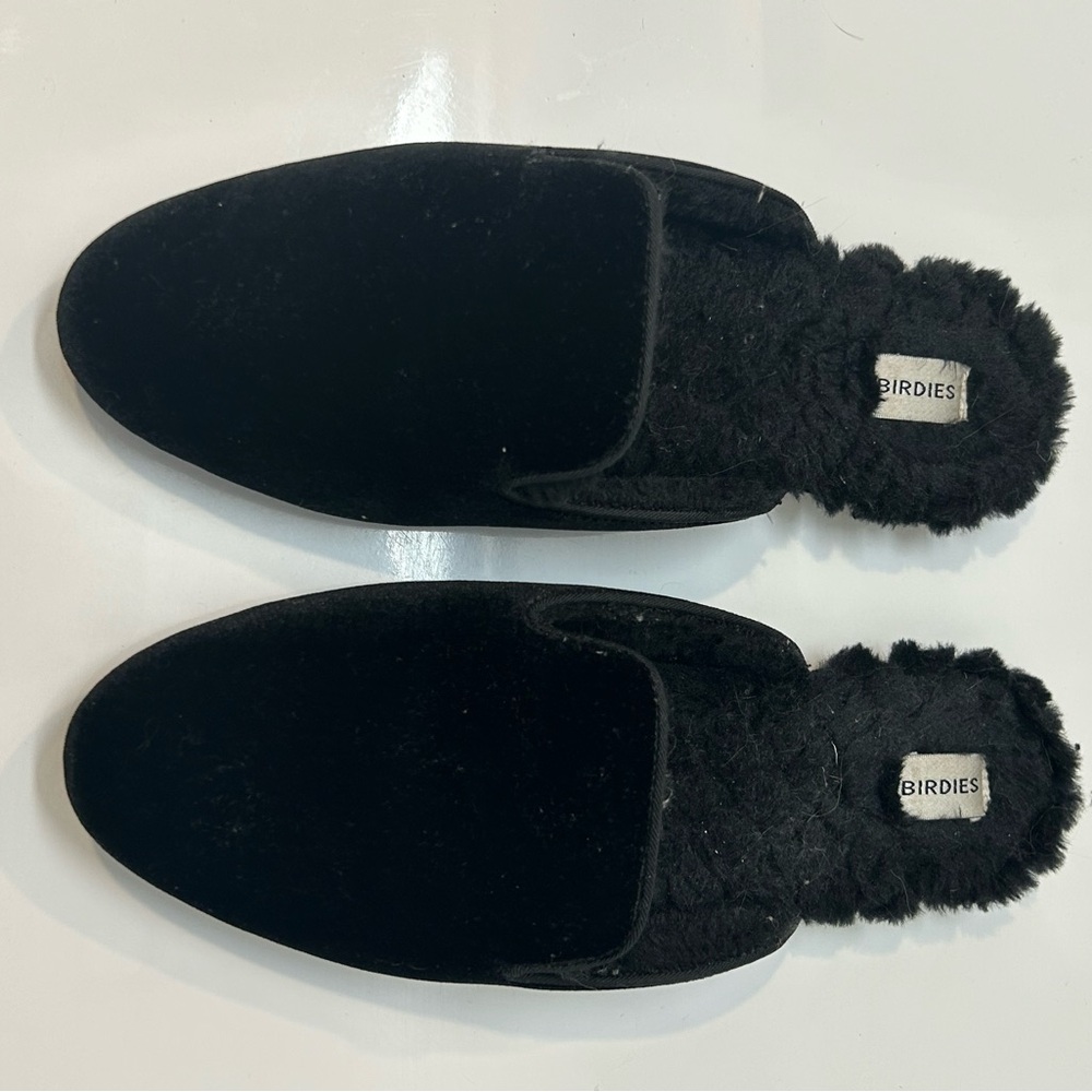 Birdies The Phoebe Black Mules with fur lining